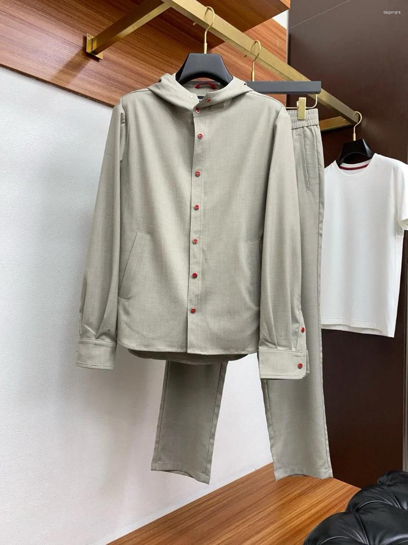 Men's Jackets Kiton Italian Old Money Spring Summer Hooded Shirt Jacket Casual Pants Set