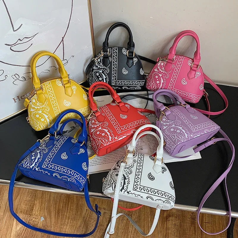 Retro PU Leather Womens Shell Bag Summer Cashew Flower Ladies Shoulder Crossbody Female Set Small Top Handle Bags Handbags 250815