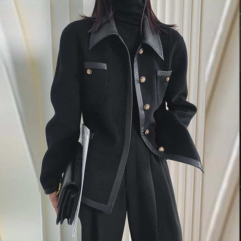 Modigirl Autumn Casual Jackets for Women Loose Lapel Buttoned Splitjoint with Pocket Coat Winter Clothes Woman 250801