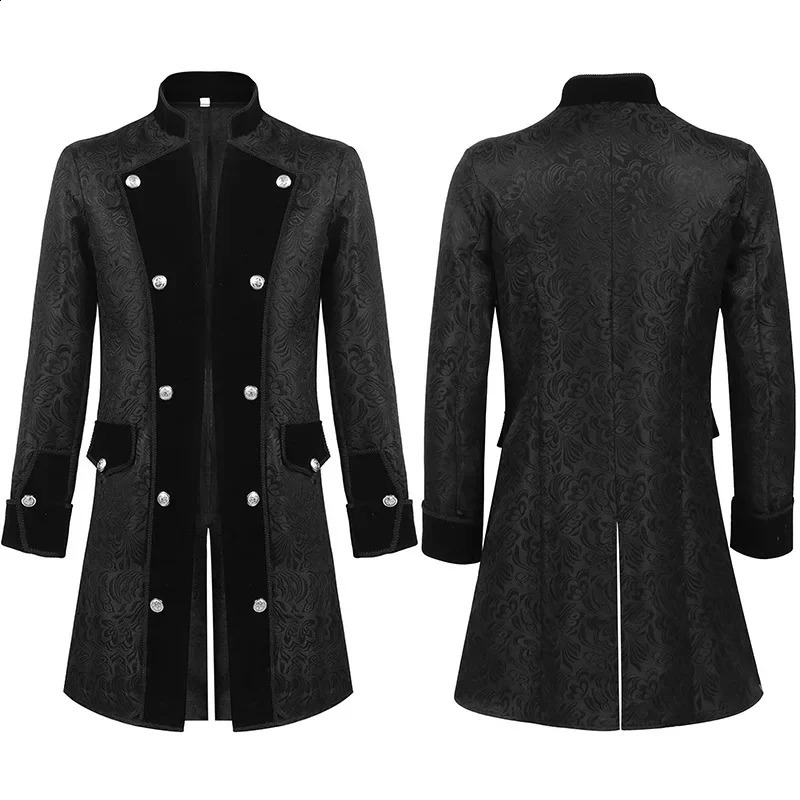 Men Medieval Gothic Trench Coat Victorian Uniform Halloween Costume Steampunk Renaissance Jacket Doublebreasted Clothing 250805