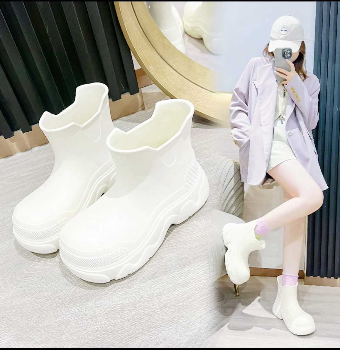 Bottes de pluie à linge japonaise sucrées Ort tube eva matériau toutes les mers utilisent des défauts mineurs de marque A5 disponible en Chine xj