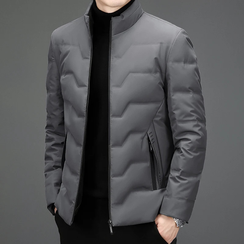 Mens Lightweight Duck Down Jackets Autumn Winter Business Casual Warm Puffer Coat Windproof Solid Padded Tops Clothing 250818