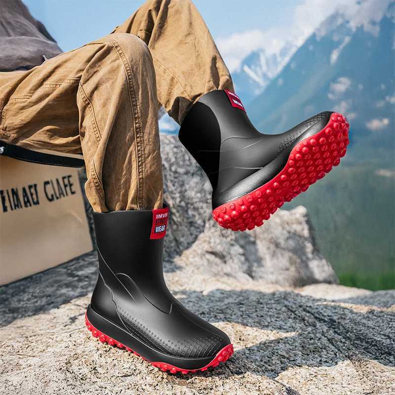 Nouvelles chaussures légères en plein air en plein air hommes Bottes de pluie imperméables Chaussures de pêche en caoutchouc durables Chaussures