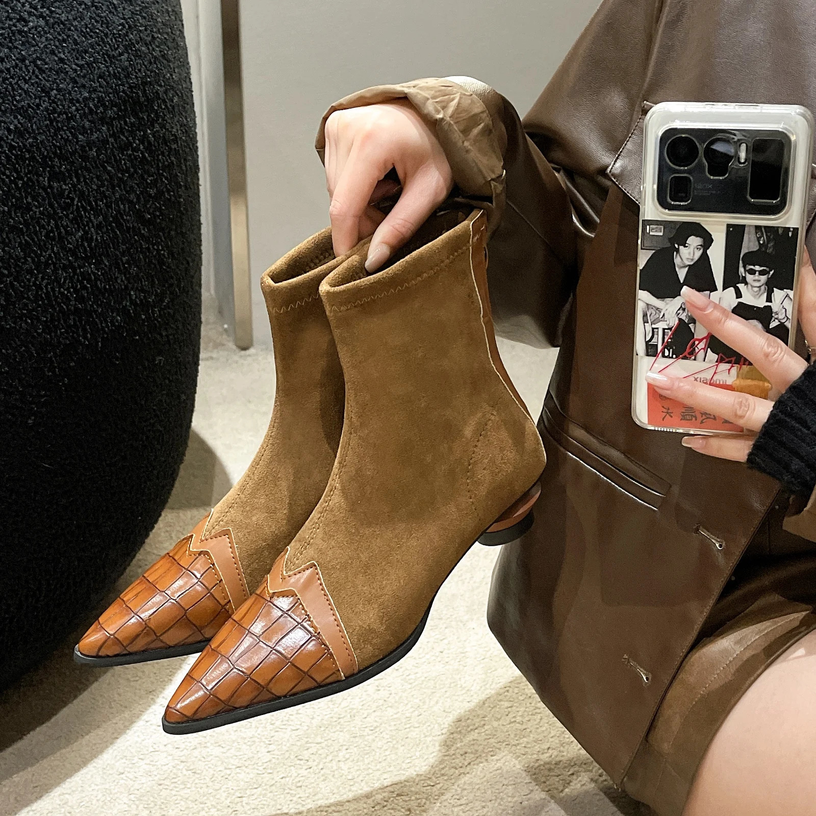 Bottes de cheville pour femmes au printemps Fashion Poigure Botas Botas Botas Élégant Chaussures à talon Hiver Pumps 250814