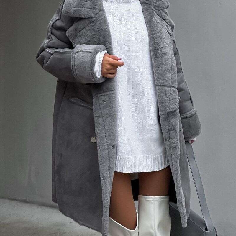 Vêtements pour femmes extérieurs pour femmes NOUVEAUX DE DÉDED FURRY COLLE COLLAR CARDIGAN LONG LONGES PLUSH Veste