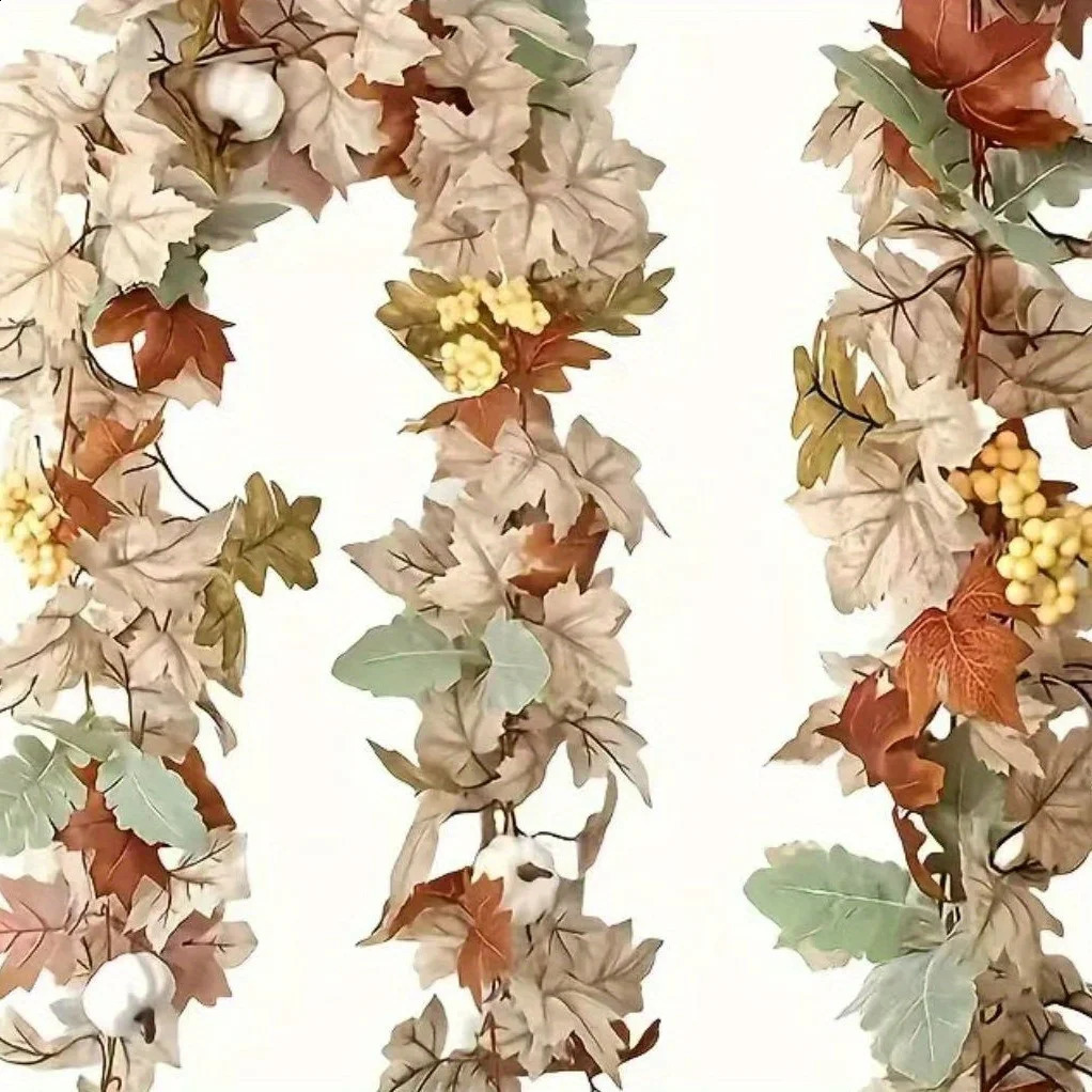 Autumn Maple Leaf Pumpkin Wreath Perfect for Thanksgiving Halloween Christmas and Fall Decor Festive Wall Hanging 250815