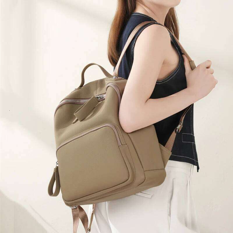 Designer Luxury Burminsa Cowhide Genuine Leather Backpack For Women Designer Soft Travel Work Daypack College Girls School Bags