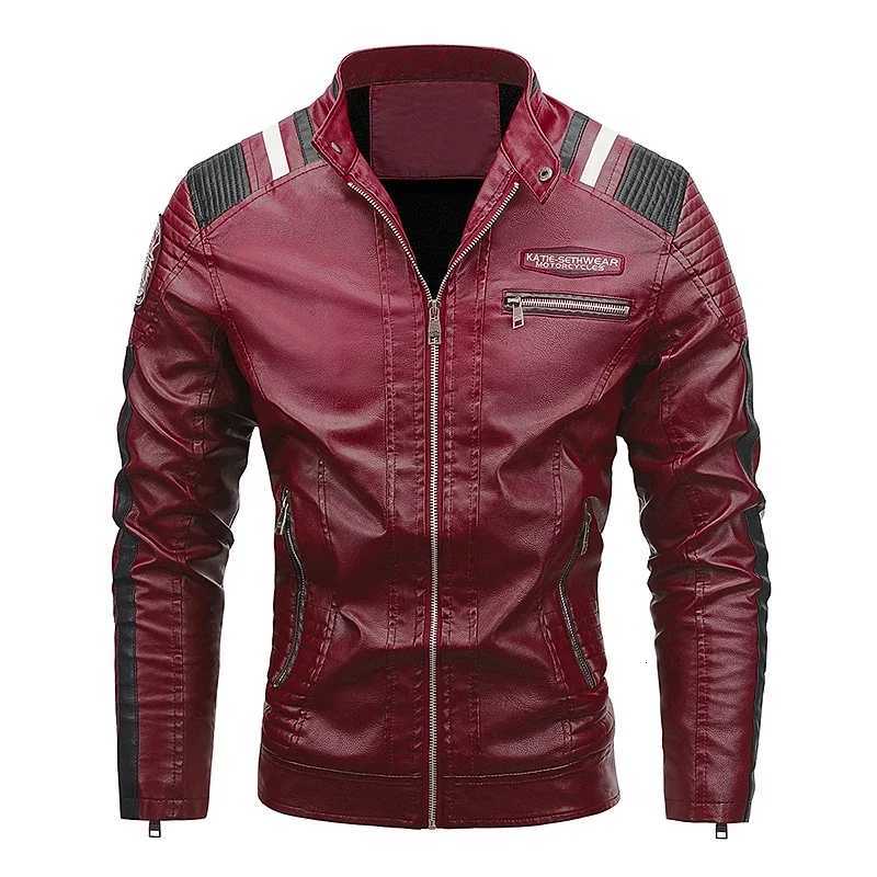 Men Autumn Jacket Biker Zipper Motorcycle Coat Male Pilot Vintage Black Red Brown PU Leather Jacket XJ250818