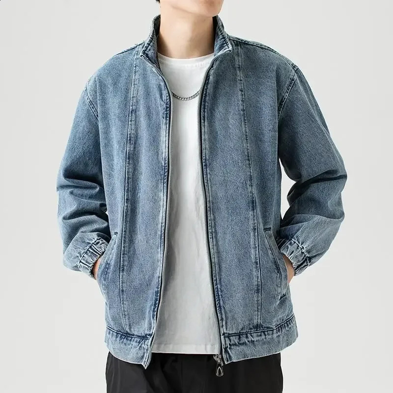 Mens Denim Jacket Biker Aesthetic Zip V Male Jean Coats Motorcycle er Winter Original Menswear in Joker Fashion 250815