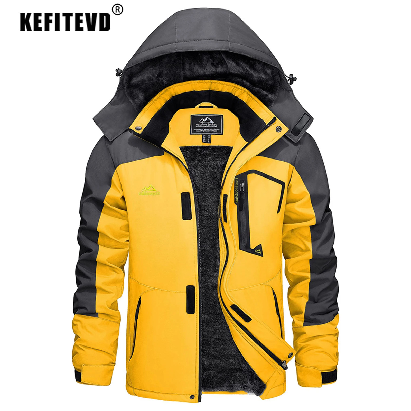 KEFITEVD Mens Winter Ski Jacket Waterproof Warm Thick Fleece Hiking Jackets Raincoats Snow Jacket Coats Windbreaker Man Parka250813