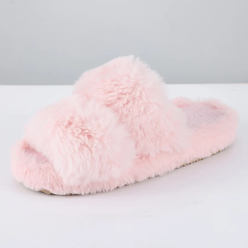Eyriphy Short Plavanes Bandises ouvertes Open Toe Bandroom Slides Chaussures de réconfort chaud pour femmes Faux Fur Fur non glissées Chaussures