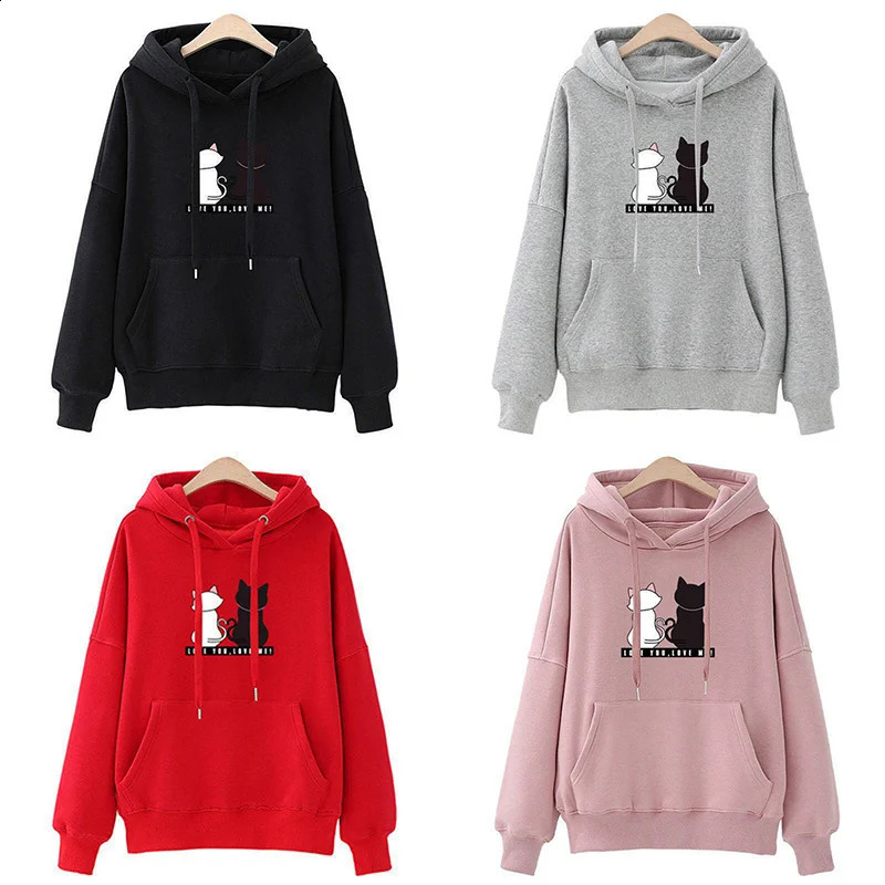 2024 Automne Sweat à capuche à capuche Femme Femmes Créative Streetwear Streetwear Mignon Cat Modèle monogramme Cyxx077 250805