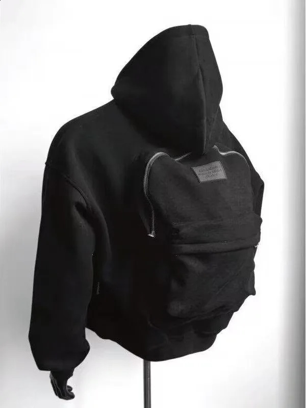 Autumn winter American high street fashion three-dimensional backpack men clothing Y2K trend hoodie oversized casual sportswear 250818