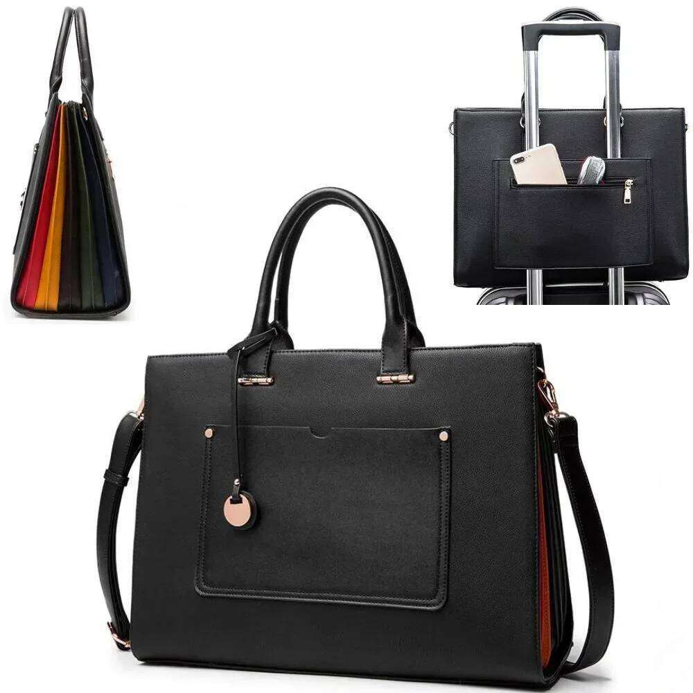 Designer Bags Ladies' Fashionable Retro Business Briefcase With Large Capacity, Elegant Color Blocking Splicing Tote Bag Luxury Bag