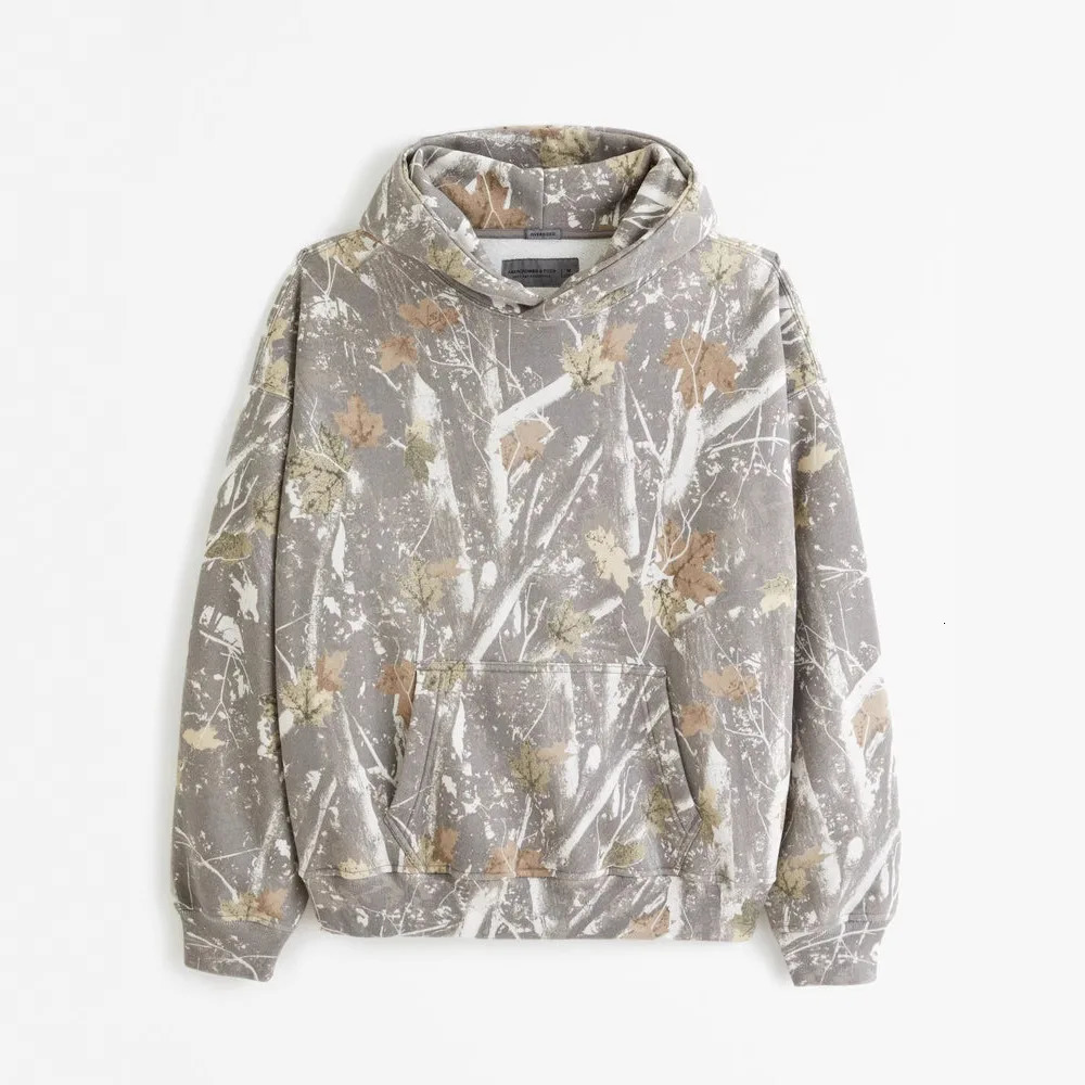 Autumn Hoodie Women men Branch Maple Leaves Camouflage Floral Print Long Sleeved Sweatshirt Streetwear Hip Hop Loose hoodies 250818