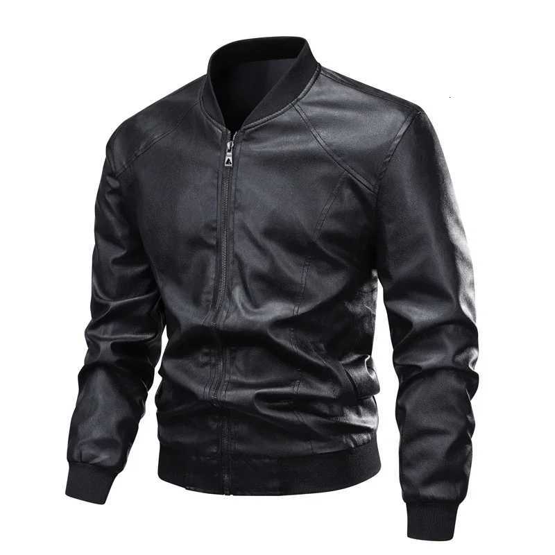 2025 Mens Fashion Motorcycle Leather Jackets Oversized Vintage Black Biker Pocket Zipper Jackets Casual Leather Jackets for Men XJ250818