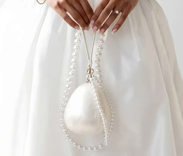 Designer Bags Women Mini Acrylic Egg Bag Cute Pearl Evening Clutch Bag With Beaded Strap For Wedding Party Purse And Handbag Designer Luxury Bag