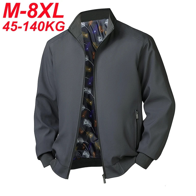 Plus Size 6xl 7xl 8xl Jacket Men Casual Autumn Spring Stand Collar Windbreaker Sport Coat Man Big Clothing 140kg Can Wear 250818