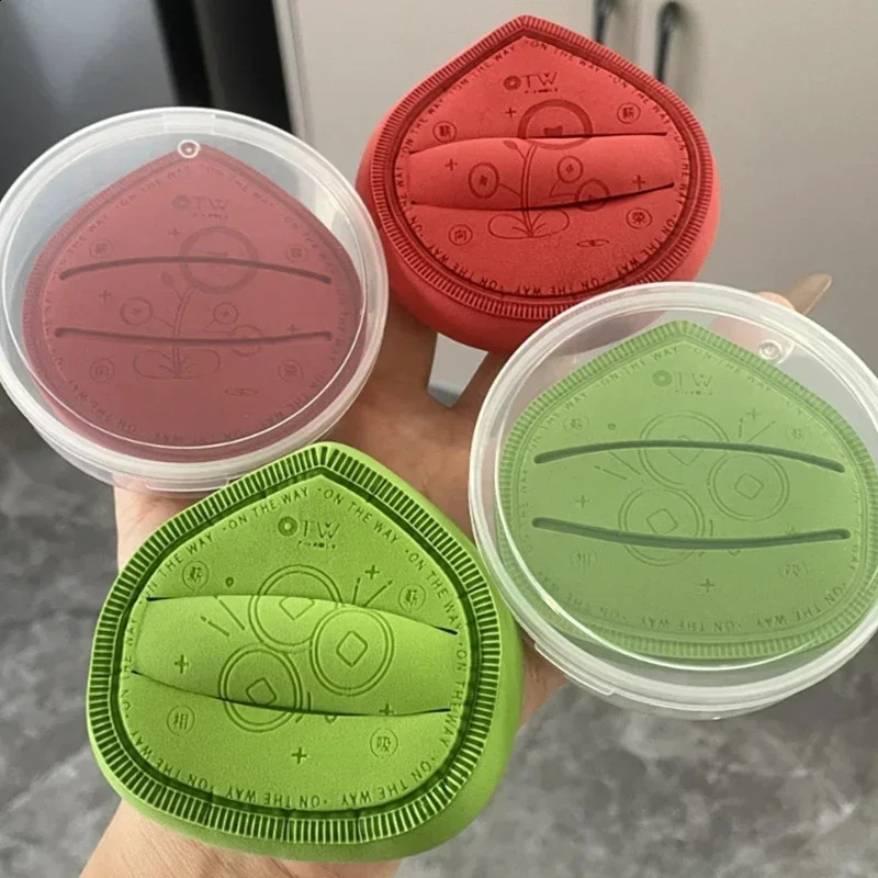 Pouffle ucosmétique à sec humide avec boîte de rangement grand cachette vert rouge fond de teint maquillage à la crème éponge à poudre épaisse do