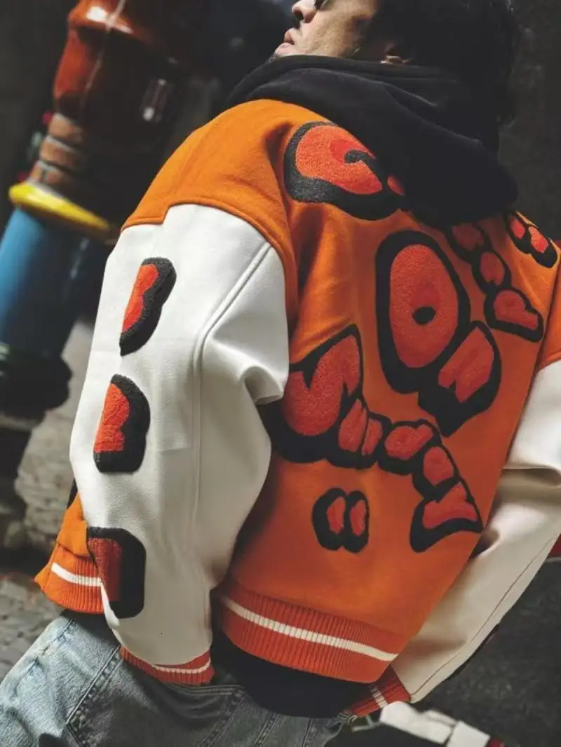y Varsity Jacket Men PU Leather Sleeves Oversized Bomber Jackets Women Baseball Coats Streetwear Clothing 250818