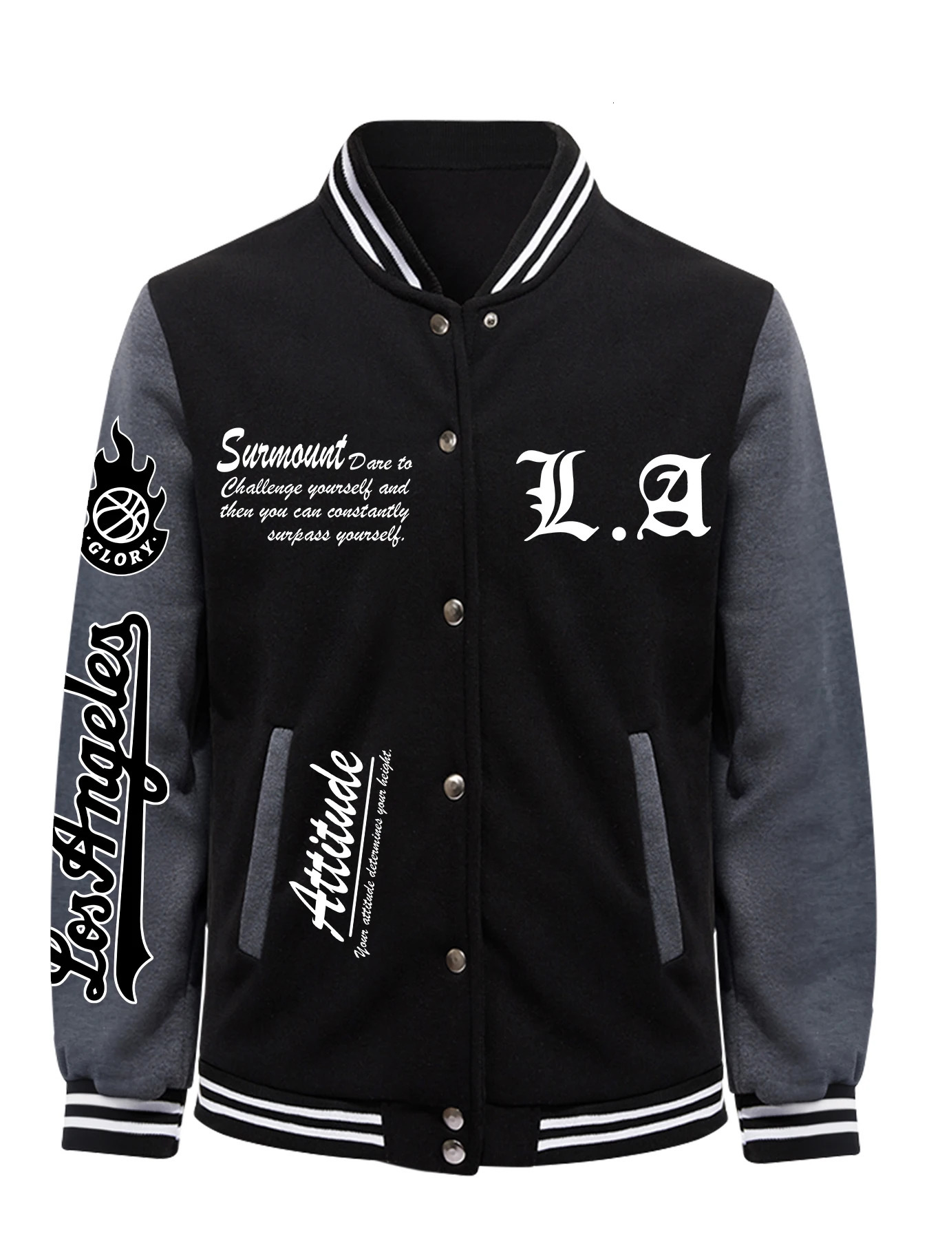 Your Attitude Deternires Reight Prints Baseball Jacket Men Casual Loose Top Autumn Fleece Clothing American Hip Hop Coat 250818