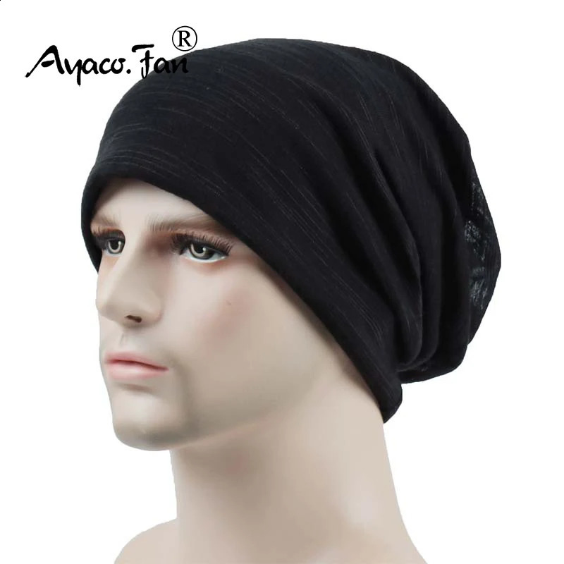 Spring Hats for Women Thin Beanies Striped Knitted Cap Girl Autumn Cool Beanie Men Cotton Pile of Pile Cap Bonnet Casual Cap250812