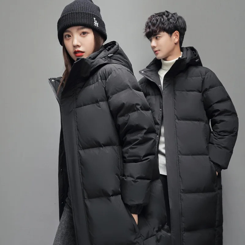 Winter Down Jacket Fashion Men Korean Style Warm Hooded White Duck Outwear Mens Couple Coat 250818