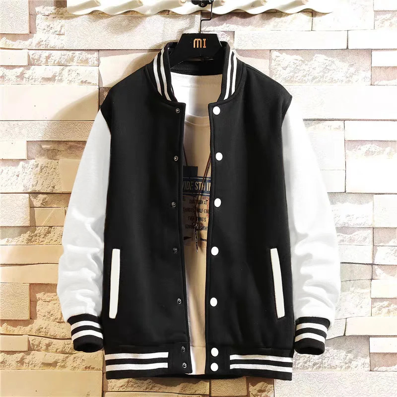 Black Gray White Solid Color Jacket Loose Oversize S5XL Clothes Men Women Baseball Uniform Street Coat Warm Fleece Soft Jackets 250818