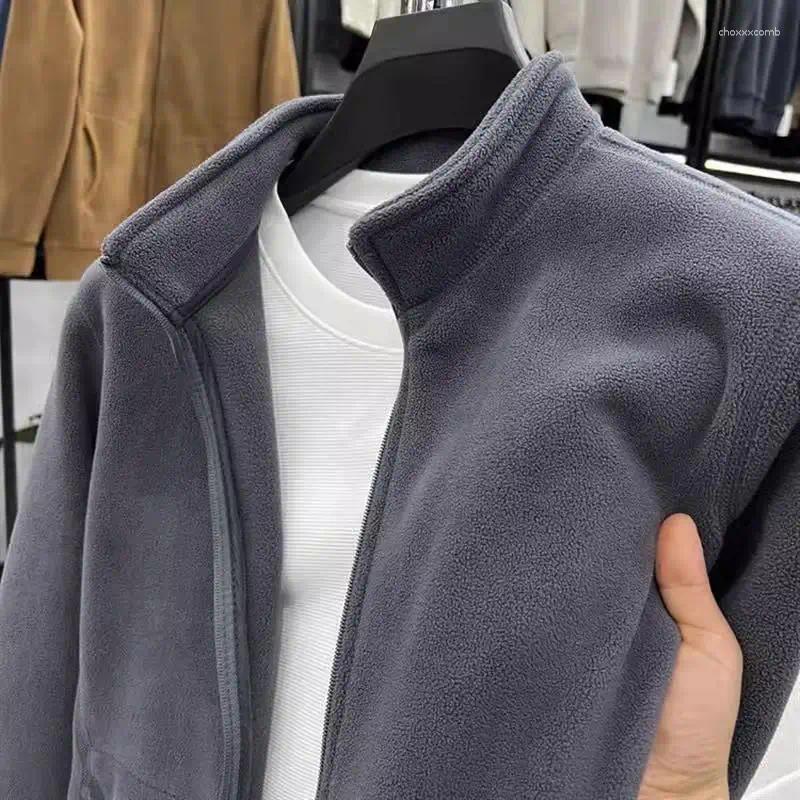 Men's Hoodies Thiened Fce Zipper Hooded Sweatirt Warm Stand Collar Cardigan Outerwear Autumn Winter Faion Casual Youth Sle