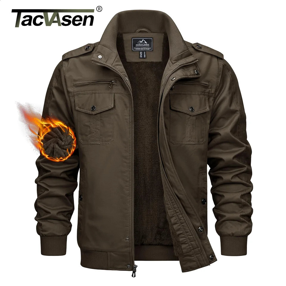 Vestes de cargaison d'hiver TACVASEN HOMMES ÉPHUPEN FLUCE DE TRAVAIL Veste multipockets Thermal Warbas Casual Parkas Brillbreer 250801