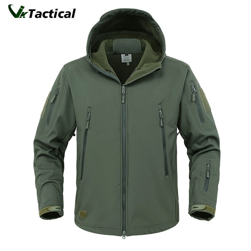 Military Shark Skin Soft Shell Jackets Men Tactical Windproof Waterproof Jacket Army Combat Mens Hooded Bomber Coats w250730