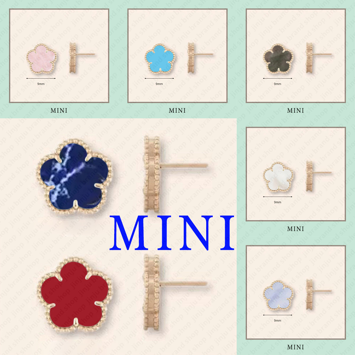 9 mm Designer Brouille à oreilles vintage mini trèfle d'oreille boucle d'oreille en acier inoxydable Boucles d'oreilles en acier inoxydable Mère