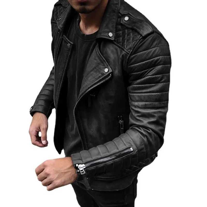 Fashion Leather Coat Men Spring Autumn Slim Lapel Locomotive Men Leather Jacket Solid Color Long Sleeve PU Brown Leather Jacket XJ250818