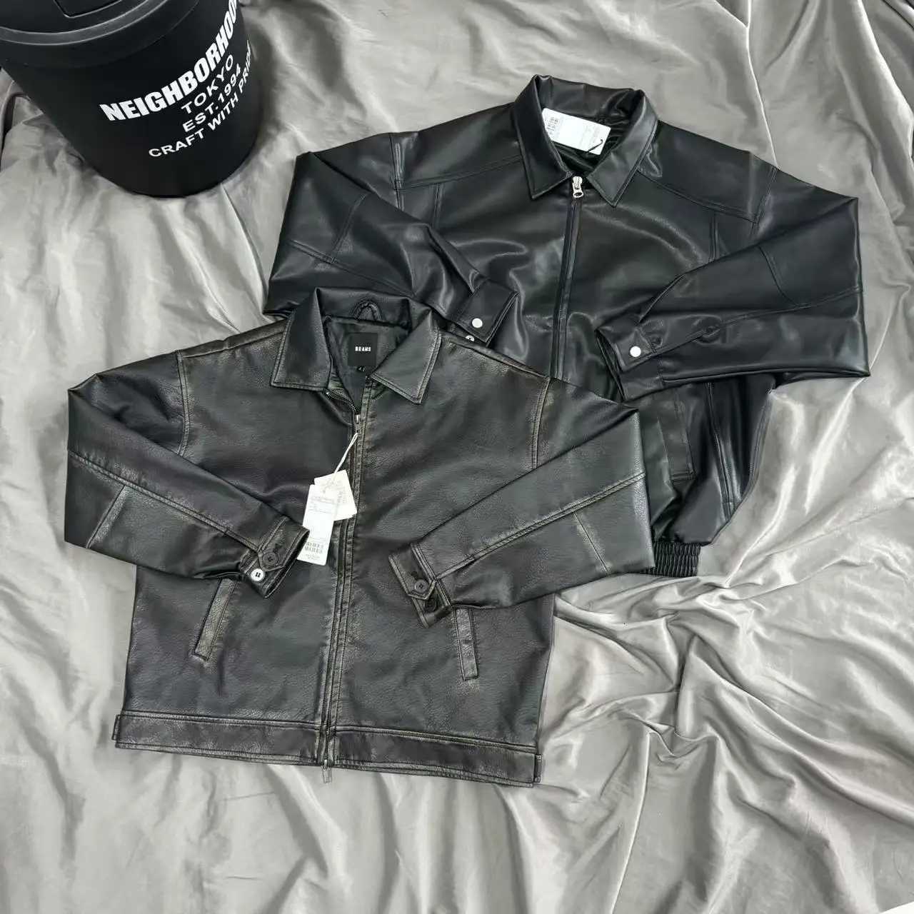 Retro American Style Loose Leather Jacket Motorcycle Coat Spring Autumn ex Flip Collar Biker Jacket Versatile Outerwear XJ250818