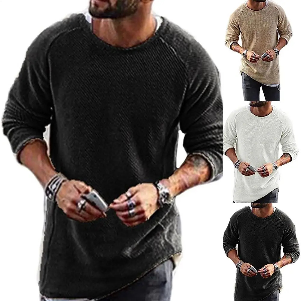 Men Casual Solid Color Sweater Knitwear O Neck Long Sleeve Shirt Pullover Top Chic Vintage 250801