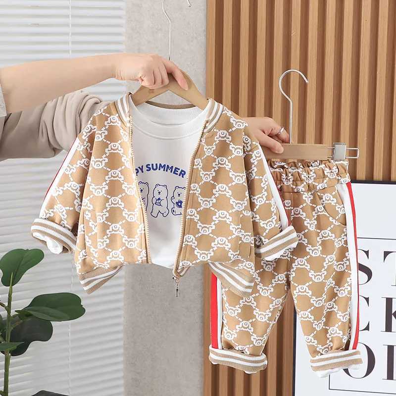 Boys Spring Clothes Clothing Sets Autumn Children Fashion Cotton Coats TShirts Pants 3pcs Tracksuits For Baby Kids Sports Suits Outfits H251208-image-1087662404