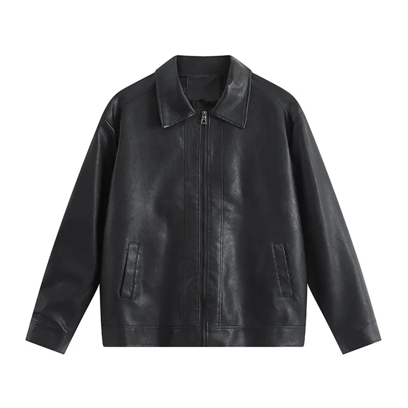 Trendy Mens PU Leather Jacket Casual Cool Motorcycle Gear Spring Autumn Season Fashion Outdoor Wear Cross-Border Fast Sale 250814