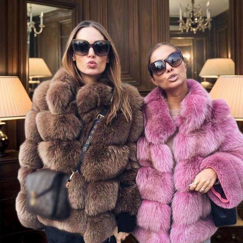 Women's Clothing Fox Coat Slimming Stand Collar Fur