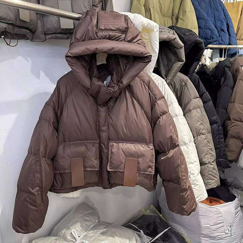 2025 Nouveau hiver épaissis à capuchon en vrac Tempérament courte des femmes vestes blanches Duck Down Coat's H569 20250818