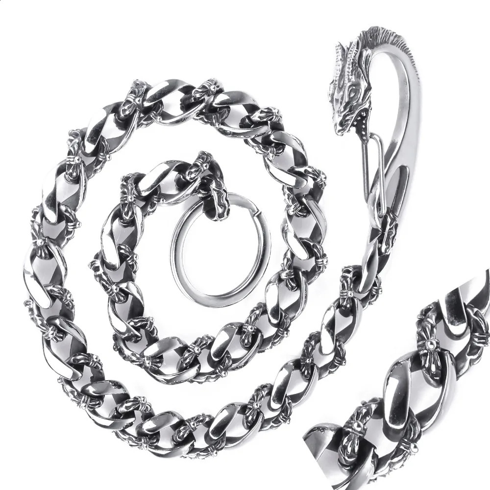 316L Stainless Steel Mens Biker Belts Vintage Dragon Head Clasp Wallet Key Chains Hip Hop Trousers Jeans Chains for Pants250812