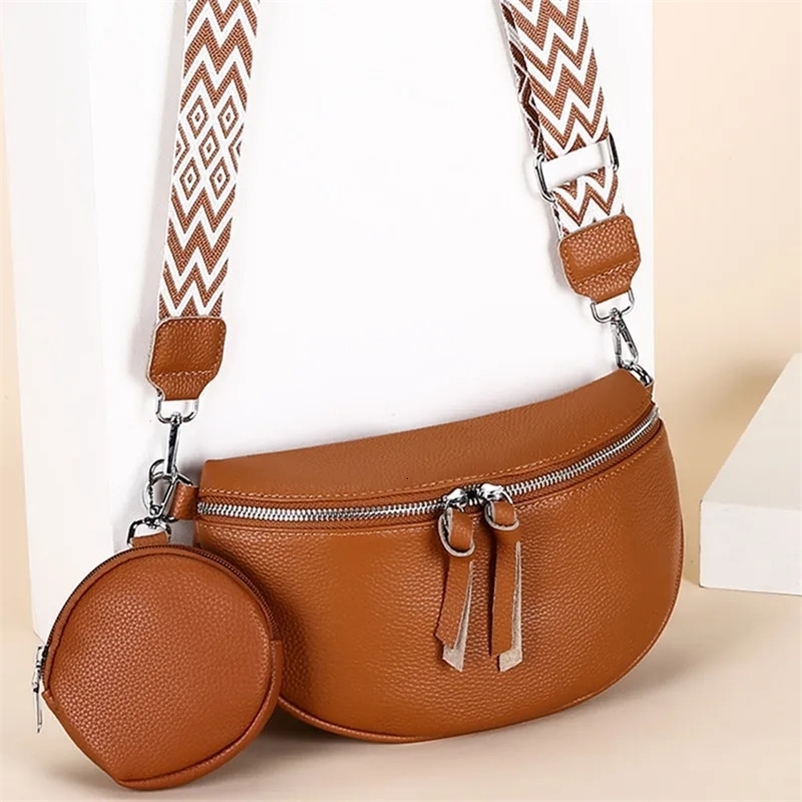 Genuine Leather Woman Chest Bag High Quality Cow Leather Womens Crossbody Bag With Small Purse Female Handbags Waist Bag 250815