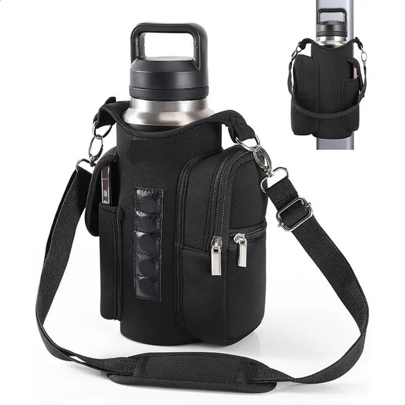 Magnetic Water Bottle Holder Gym Water Bottle Bag W/ Phone Pocket Handle Shoulder Strap 6 Built-in Magnets Water Bottle 250811