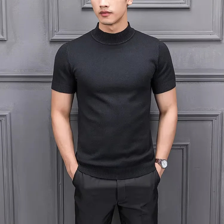 Mrmt Mens Pull Couleur pure semi-collier Collier Men de tricot pour les pulls masculins à demi-manche en haut 250801