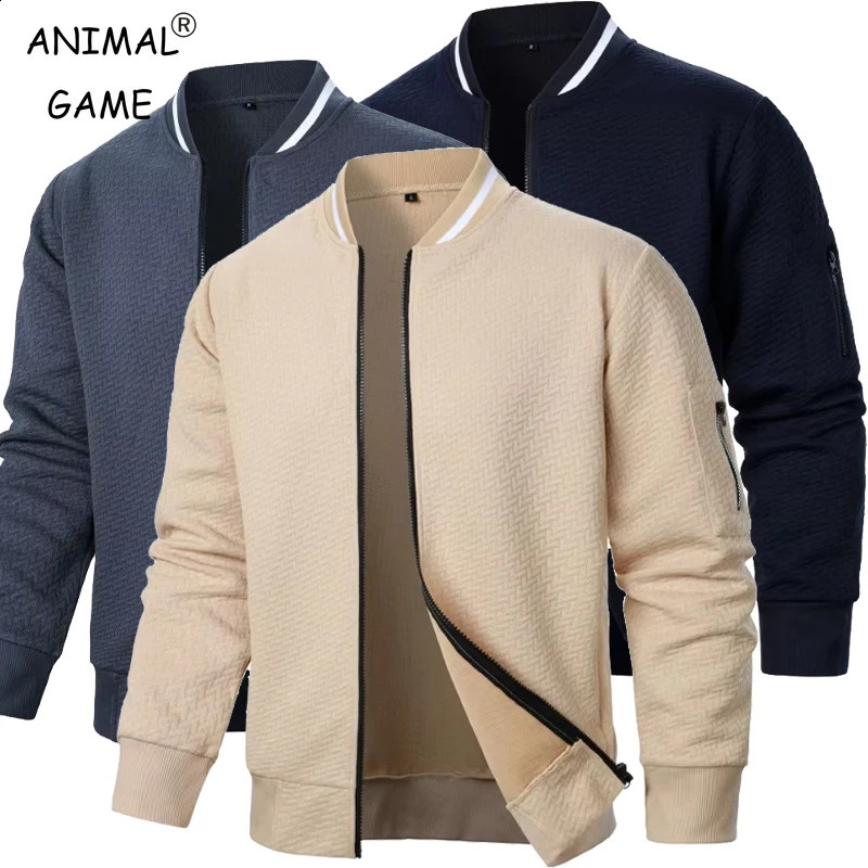 Mens Casual Jacket Lightweight Sweatshirts Loose Varsity Bomber Coats with Zipper Outdoor Streetwear Standup Winter Men 250801
