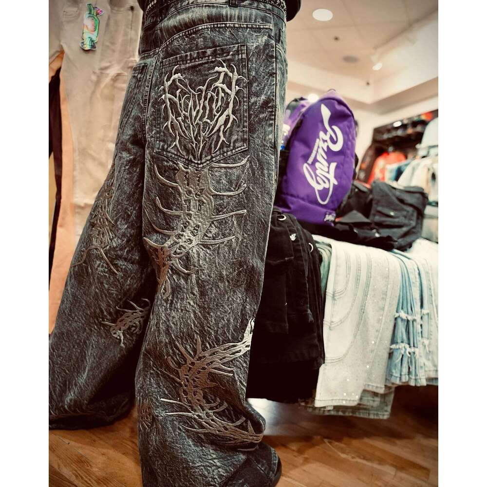 American Y2K 2025 New Baggy Wide Leg Black Overszied Men Street Casual Joker Denim Pants Couple Jeans Vintage Streetwear
