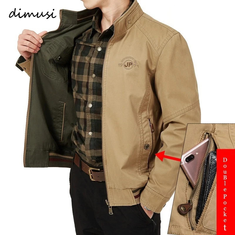 DIMUSI Autumn Mens Doublesided Military Jacket Casual Man Cotton Business Coats Fashion Men Multipocket Jackets Clothing 8XL 250818