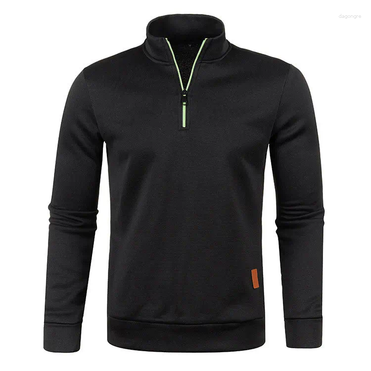 Men's Hoodies Thin Fleece Sweatshirt With A Zipper At The Collar For Autumn And Winter Casual Versatile Top Mature Men.