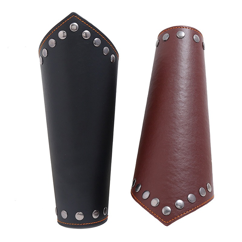 Bracelet en cuir large exagéré Filetage de cire tissé Rivet en cuir Gardien de poigne