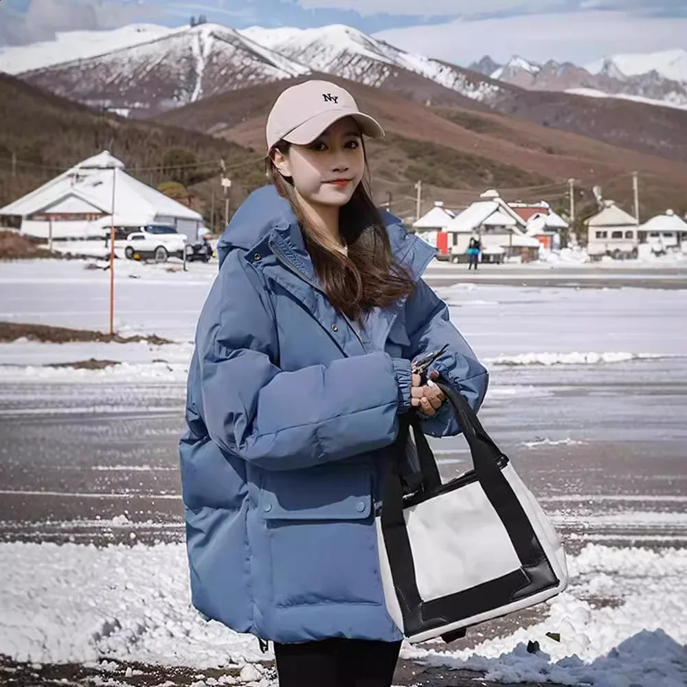 Veste en coton épais pour femmes, Style pain, vêtements d'extérieur chauds, coupe ample, haut d'hiver, manteau en coton épais de Style coréen, 25
