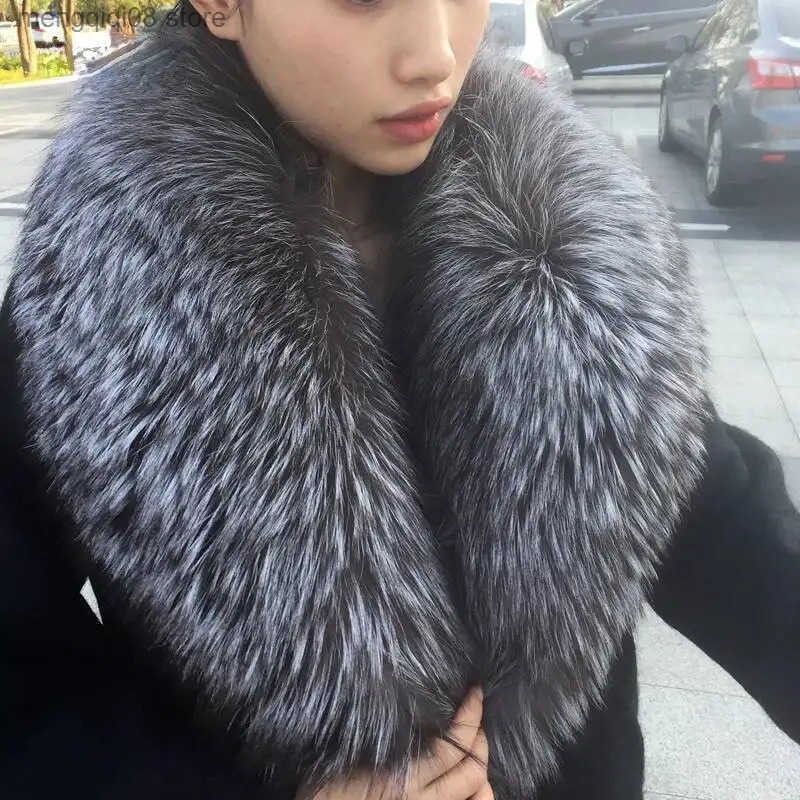 Real Fox Fur Collar For Women Men Coat Jket Shawl Wraps Winter Warm Fur Collar Extra Large Size Neck Warmer Fur Scarf Shawls L250818
